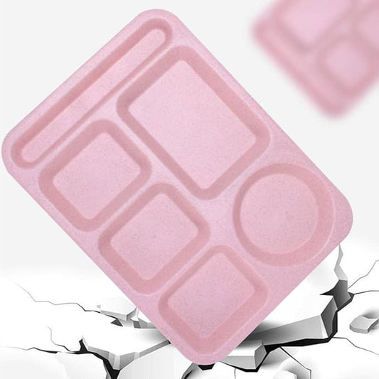 4Pcs Unbreakable Divided Plate,14inch Reusable Plastic Lunch Trays With 6 Compartments,Large Portion Control Plate Serving Meal Plate for Adults,Microwave & Dishwasher Safe For Daily Use,4Colors