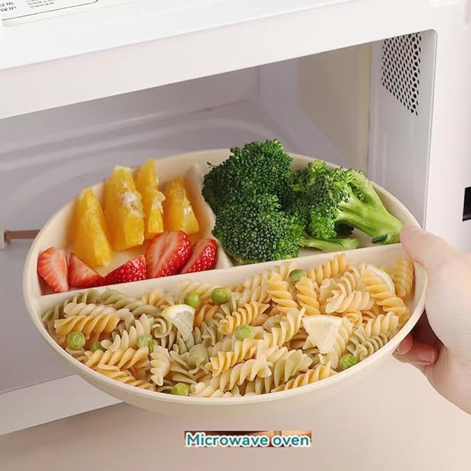 Portion Control Plate for Balanced Eating (5 Pack), 9" Unbreakable Divided Plates,3 Compartment Plates, Reusable Plastic Plates,Weight Loss, BPA Free
