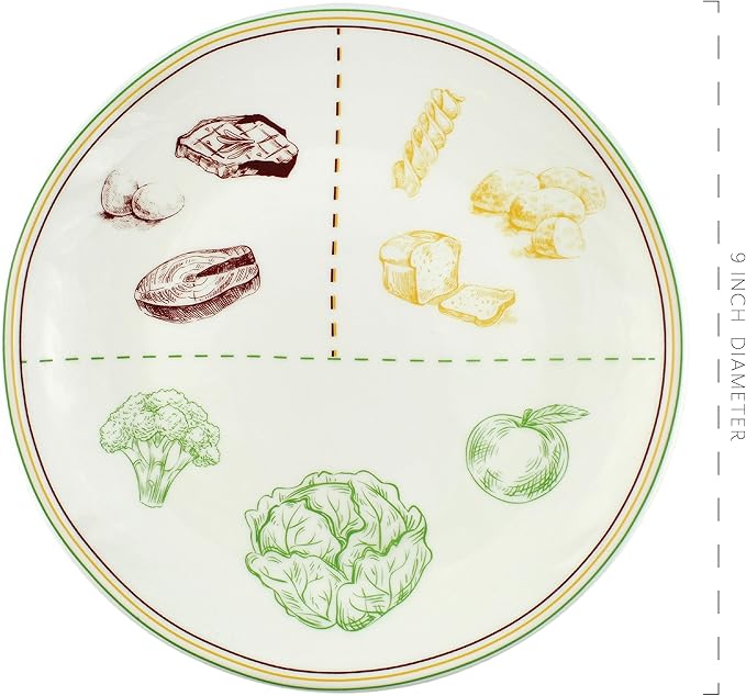 Ceramic Portion Control Plates (Set of 2); Microwave-Safe