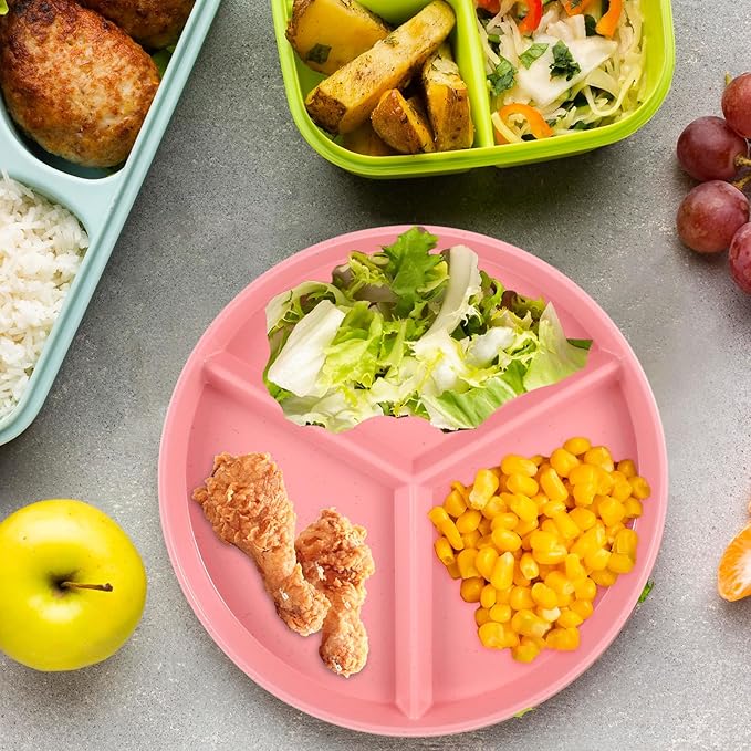 Portion Control Plate 9.6 Inch 8Piece, Divided Plates For Adults With 3 Compartments, Microwave And Dishwasher Safe，Suitable For Adult Weight Loss